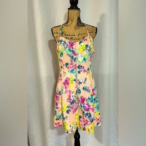CANDIES Floral Sleeveless Dress Top Fit & Flare Dress Pink with flowers. Size 13